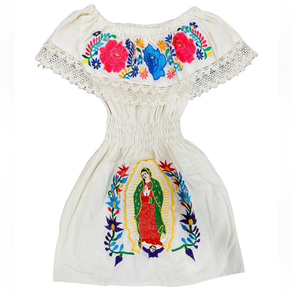 Virgencita Girls Dress Cream